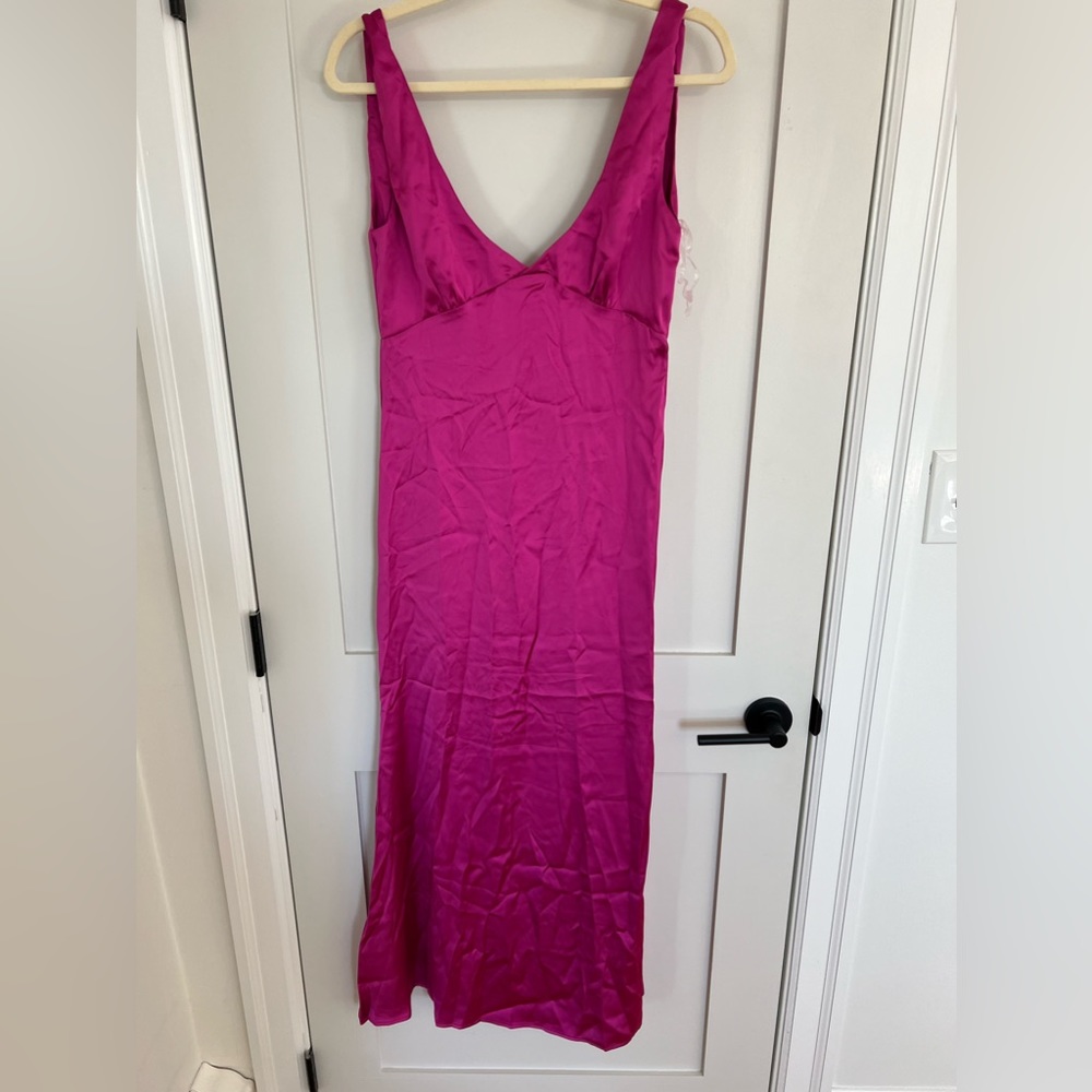 Princess Polly Pink silk dress with slit